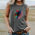 thumbnail image 1 of Wycnly Womens 4th of July Tank Tops Loose Fit Racerback Vest Independence Day Patriotic Tshirts Summer Fashion Sunflower American Flag Print Round Neck Sleeveless Blouse Gray l, 1 of 6