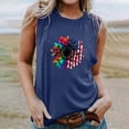 thumbnail image 1 of Wycnly Womens 4th of July Tank Tops Loose Fit Racerback Vest Independence Day Patriotic Tshirts Summer Fashion Sunflower American Flag Print Round Neck Sleeveless Blouse Navy s, 1 of 6
