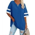 thumbnail image 1 of Wycnly Womens Blouses and Tops Dressy Breathable Comfy Casual Loose Fit Oversized Tshirts Summer Color Patchwork V-Neck Short Sleeve Cute Tees Tops Blue XXL, 1 of 6