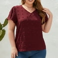 thumbnail image 1 of Wycnly Womens Blouses and Tops Dressy Going out Casual Lightweight Chiffon Jacquard Plus Size Tunic Shirts Summer Solid V-Neck Short Sleeve Cute Tees Tops Red XL, 1 of 7