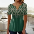 thumbnail image 1 of Wycnly Womens Blouses and Tops Dressy Single Breasted Smocked Lightweight Swing Hem Tunic Shirts 2024 Summer V-Neck Short Sleeve Floral Casual Blouses Green m, 1 of 5