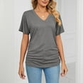 thumbnail image 1 of Wycnly Womens Blouses and Tops Dressy Breathable Comfy Casual Loose Basic Workout Tshirts Summer Solid V-Neck Short Sleeve Cute Tees Tops Gray XXL, 1 of 5