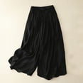 thumbnail image 1 of Wycnly Womens Cropped Pants Wide Leg Pants for Women Casual Solid Loose Comfy Cotton Linen Cropped Pants High Waist Drawstring Pleated Ladies Palazzo Trousers Fall, 1 of 3