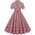 thumbnail image 1 of Wycnly Womens Dresses for 4th of July Vintage 1950S Pleated Swing Independence Day A Line Dresses Short Sleeve Lapel Star Print Midi 2025 Summer Casual Dress Pink l, 1 of 6