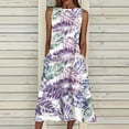 thumbnail image 1 of Wycnly Womens Dresses Beach Fashion Loose Pocket Swing Tunic Tank Sundress Fashion Floral Crewneck Sleeveless Long Summer Dress Purple XL, 1 of 5