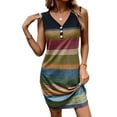 thumbnail image 1 of Wycnly Womens Dresses Beach Plus Size Fashion Button up Wrap Tank Mini Sundress Summer Striped Print V-Neck Sleeveless Formal Short Dress Multicolor XL, 1 of 6