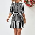 thumbnail image 1 of Wycnly Womens Dresses Fashion Button up Loose Flowy Swing A Line Mini Dresses with Belt Summer Striped Print Crewneck Elbow-Length Formal Short Dress Black m, 1 of 7