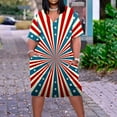 thumbnail image 1 of Wycnly Womens Dresses for Independence Day Plus Size Loose Pocket 4th of July Swing Tunic Dresses Short Sleeve V-Neck Star Striped Print Midi 2024 Summer Dress Red l, 1 of 5