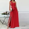 thumbnail image 1 of Wycnly Womens Dresses One Shoulder Sexy Slit Pleated Swing off Shoulder Party Maxi Dresses Fashion Plain V-Neck Sleeveless Long Summer Dress Red XXL, 1 of 6