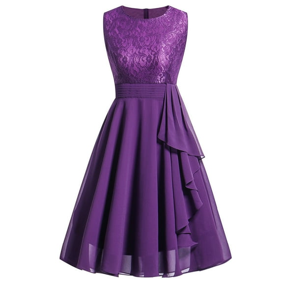 Wycnly Womens Dresses Party Prom Formal Sequin Patchwork Pleated Swing Tank Dresses Fashion Solid Round Neck Sleeveless Midi Summer Dress Purple m