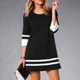 thumbnail image 1 of Wycnly Womens Dresses Plus Size Casual Loose Swing Tunic Tshirt Mini Dresses Summer Plaid Print Round Neck 3/4 Sleeve Formal Short Dress Black l, 1 of 6