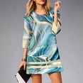 thumbnail image 1 of Wycnly Womens Dresses Plus Size Casual Loose Swing Tunic Tshirt Mini Dresses Summer Plaid Print Round Neck 3/4 Sleeve Formal Short Dress Blue s, 1 of 6