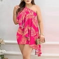 thumbnail image 1 of Wycnly Womens Dresses Ruffle One Shoulder Sexy Wrap Bodycon Night Club Formal Dresses Sleeveless Slash Neck Leaves Print Mini Summer Dress Hot Pink M Clearance Clothes, 1 of 4