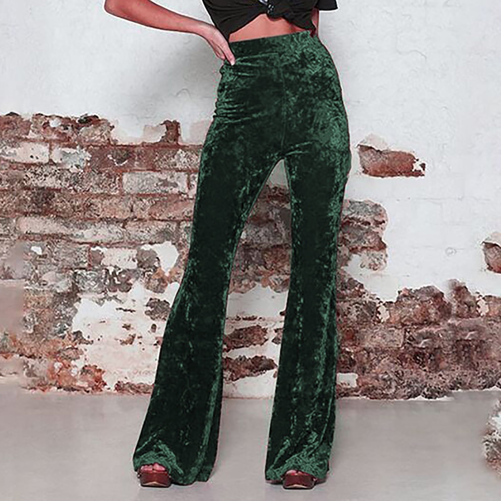 Flare Pants For Women High Waist Spliced Lace Up Slim Long Trousers Female Spring Style Clothing main image 1