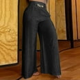 thumbnail image 1 of Wycnly Womens Flare Pants Womens Flared Pants Evening Party Elegant High Waist Wide Leg Palazzo Pants Casual Solid Cotton Linen Flare Pants Trousers for Ladies Fall, 1 of 6