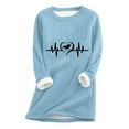 thumbnail image 1 of Wycnly Womens Fleece Sweatshirt Womens Plush Lined Sweatshirts Valentine's Day Trendy ECG Print Fleece Sweater Winter Crewneck Long Sleeve Cozy Fuzzy Sherpa Pullover Tops, 1 of 2