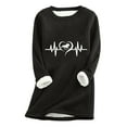 thumbnail image 1 of Wycnly Womens Fleece Sweatshirt Womens Plush Lined Sweatshirts Valentine's Day Trendy ECG Print Fleece Sweater Winter Crewneck Long Sleeve Cozy Fuzzy Sherpa Pullover Tops, 1 of 2