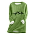thumbnail image 1 of Wycnly Womens Fleece Sweatshirt Womens Plush Lined Sweatshirts Valentine's Day Trendy ECG Print Fleece Sweater Winter Crewneck Long Sleeve Cozy Fuzzy Sherpa Pullover Tops, 1 of 4