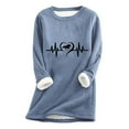 thumbnail image 1 of Wycnly Womens Fleece Sweatshirt Womens Plush Lined Sweatshirts Valentine's Day Trendy ECG Print Fleece Sweater Winter Crewneck Long Sleeve Cozy Fuzzy Sherpa Pullover Tops, 1 of 2