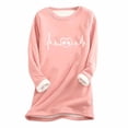 thumbnail image 1 of Wycnly Womens Fleece Sweatshirt Womens Plush Sweatshirts Valentine's Day Dog Paw ECG Print Sherpa Pullover Tops Winter Warm Thickened Soft Fuzzy Fleece Sweatshirts Sweater, 1 of 2