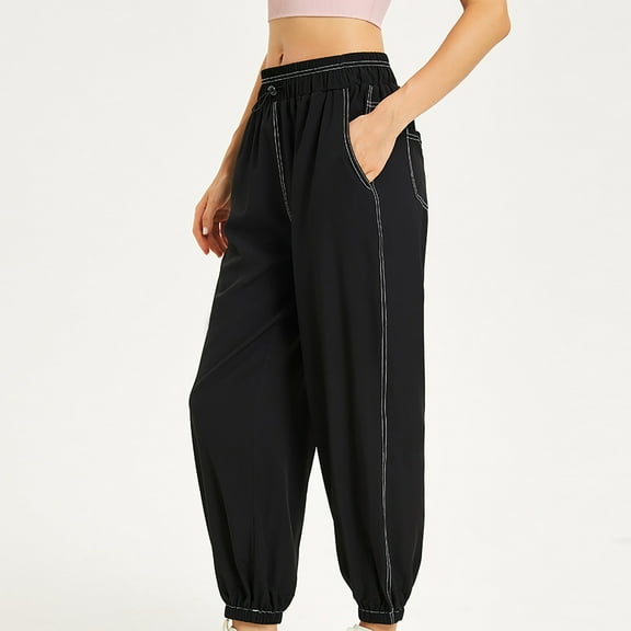Wycnly Womens Jogger Pants Womens Drawstring Sweatpants Casual Solid Elastic Waist Athletics Long Pants Relaxed Comfy Sports Workout Jogger Pants Trousers with Pocket Fall