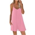 thumbnail image 1 of Wycnly Womens Jumpsuits Beach Spaghetti Strap Plus Size Pleated Wide Leg Mini Jumpsuits Trendy Solid V-Neck Sleeveless Short Summer Rompers Pink xxxxxl, 1 of 5