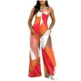 thumbnail image 1 of Wycnly Womens Jumpsuits High Waist Fashion Wide Leg Tank Long Jumpsuits Overalls with Pocket Trendy Geometric Print V-Neck Sleeveless Maxi Summer Rompers Red xl, 1 of 7