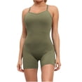 thumbnail image 1 of Wycnly Womens Jumpsuits Knitted Ribbed Slim One Piece Sports Strap Short Overalls Jumpsuits Trendy Solid V-Neck Sleeveless Mini Summer Rompers Army Green m, 1 of 5