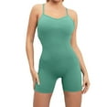 thumbnail image 1 of Wycnly Womens Jumpsuits Knitted Ribbed Slim One Piece Sports Strap Short Overalls Jumpsuits Trendy Solid V-Neck Sleeveless Mini Summer Rompers Green l, 1 of 5