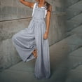 thumbnail image 1 of Wycnly Womens Jumpsuits Summer Casual Loose Wide Leg Vintage Stretchy Denim Strap Long Jumpsuits Overalls Trendy Solid Square Neck Sleeveless Maxi Rompers for Women, 1 of 5