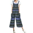 thumbnail image 1 of Wycnly Womens Jumpsuits Vintage Western Graphics Plus Size Pocket Strap Jumpsuits Trendy Striped Print Square Neck Sleeveless Long Summer Rompers Green xxxxl, 1 of 3