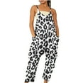 thumbnail image 1 of Wycnly Womens Jumpsuits Vintage Wide Leg Loose Fit Pocket Strap Long Jumpsuits Trendy Leopard Print V-Neck Sleeveless Maxi Summer Rompers Dark Gray m, 1 of 5