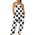 thumbnail image 1 of Wycnly Womens Jumpsuits Vintage Wide Leg Loose Fit Pocket Strap Long Jumpsuits Trendy Leopard Print V-Neck Sleeveless Maxi Summer Rompers White m, 1 of 5