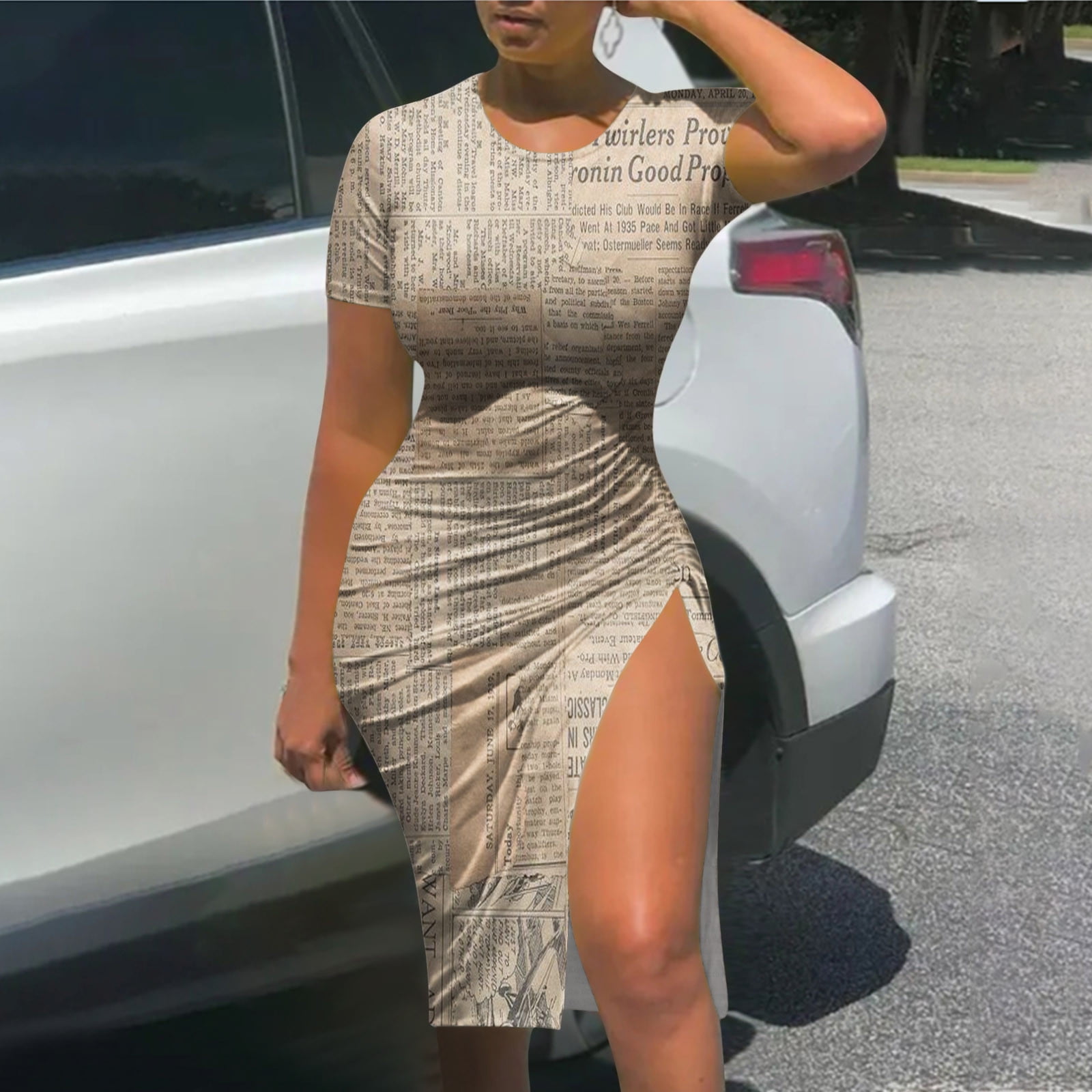 Bodycon dress with top stripes down the side