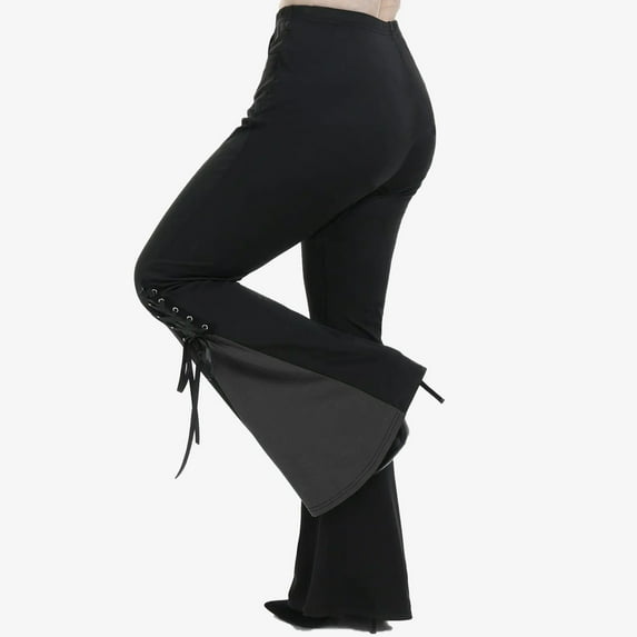 Wycnly Womens Palazzo Pants Medieval Pants for Women Vintage Bandage Gothic Style Color Patchwork Flare Pants Halloween High Waist Wide Leg Palazzo Pants Trousers Fall Savings Clearance