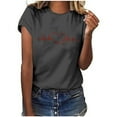 thumbnail image 1 of Wycnly Womens Shirts Crewneck Short Sleeve ECG Print Summer Cute Tops Nures's Day Ladies Loose Fit Graphics Fashion Pullover Blouses Dark Gray m Clearance Under $5, 1 of 6