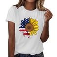thumbnail image 1 of Wycnly Womens Shirts Fashion Plus Size Independence Day Tee Tops for 4th of July Summer Short Sleeve Crewneck Ladies Sunflower American Flag Print Tops and Blouses White XL, 1 of 4