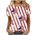 thumbnail image 1 of Wycnly Womens Shirts Loose Independence Day Patriotic Tops for 4th of July Summer Short Sleeve Crewneck Ladies USA Flag Print Tops and Blouses White XXL, 1 of 4