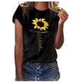 thumbnail image 1 of Wycnly Womens Shirts Plus Size Loose Fit Cute Tee Tops Summer Short Sleeve Crewneck Ladies Sunflower Print Tops and Blouses Black m, 1 of 7