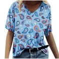 thumbnail image 1 of Wycnly Womens Summer Tops Short Sleeve V-Neck Independece Day Graphics T Shirts Comfy Lightweight Loose Fit Casual 4th July Pullover Tee Blouses Blue xl, 1 of 5