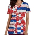 thumbnail image 1 of Wycnly Womens Summer Tops Short Sleeve V-Neck US Flag Print T Shirts Independence Day Pocket Nurse's Shirts 4th July Uniform Tunic Blouses White l, 1 of 5