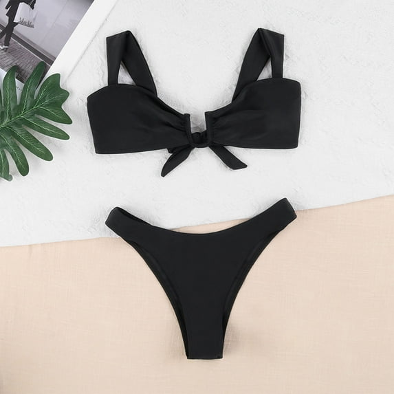 Wycnly Womens Swimsuits Bathing Suit for Women Bathing Suit Bikini Set Summer Girls Beach Solid High Waist Swim Suits Womens Swimsuits