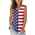 thumbnail image 1 of Wycnly Womens Tank Tops 4th of July Classic Patriotic Tunic Tee Tops Summer Fashion Star US Flag Print V-Neck Sleeveless Shirts Blouse White XXL, 1 of 6