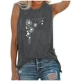 thumbnail image 1 of Wycnly Womens Tank Tops Casual Lightweight Breathable Loose Fit Pullover Vest Tees Tops Summer Trendy Dandelion Print Round Neck Sleeveless Shirts Blouse Dark Gray l, 1 of 3