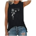 thumbnail image 1 of Wycnly Womens Tank Tops Casual Lightweight Breathable Loose Fit Pullover Vest Tees Tops Summer Trendy Dandelion Print Round Neck Sleeveless Shirts Blouse Black s, 1 of 3
