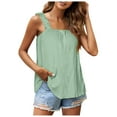 thumbnail image 1 of Wycnly Womens Tank Tops Casual Lightweight Linen Loose Elastic Strap Tops Summer Fashion Solid Square Neck Sleeveless Shirts Blouse Green m, 1 of 5