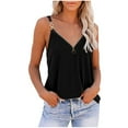 thumbnail image 1 of Wycnly Womens Tank Tops Casual Loose Fit Going out Zipper Metal Strap Vest Shirts Summer Trendy Solid V-Neck Sleeveless Shirts Blouse Black l, 1 of 6
