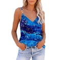 thumbnail image 1 of Wycnly Womens Tank Tops Lightweight Comfy Loose Fit Fashion Metal Strap Going out Tops Vest Shirts Summer Trendy Marbled Print V-Neck Sleeveless Shirts Blouse Dark Blue l, 1 of 6