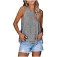 thumbnail image 1 of Wycnly Womens Tank Tops Loose Fit Lightweight Cotton Vintage Vest Tops Summer Fashion Leopard Print Round Neck Sleeveless Shirts Blouse Gray XL, 1 of 7