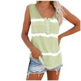 thumbnail image 1 of Wycnly Womens Tank Tops Plus Size Fashion Button up Loose Fit Breathable Henley Shirts Vest Summer Trendy Striped Print Scoop Neck Sleeveless Shirts Blouse Green XXL, 1 of 4